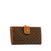 セリーヌ マカダム がま口 長財布 ブラウン PVC レザー レディース CELINE 【中古】